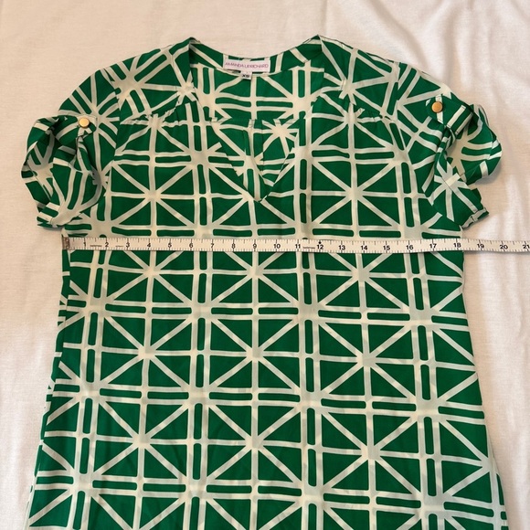 Amanda Uprichard XS Green Geometric 100% Silk Shift Mini Dress ~ Classic - Picture 3 of 6